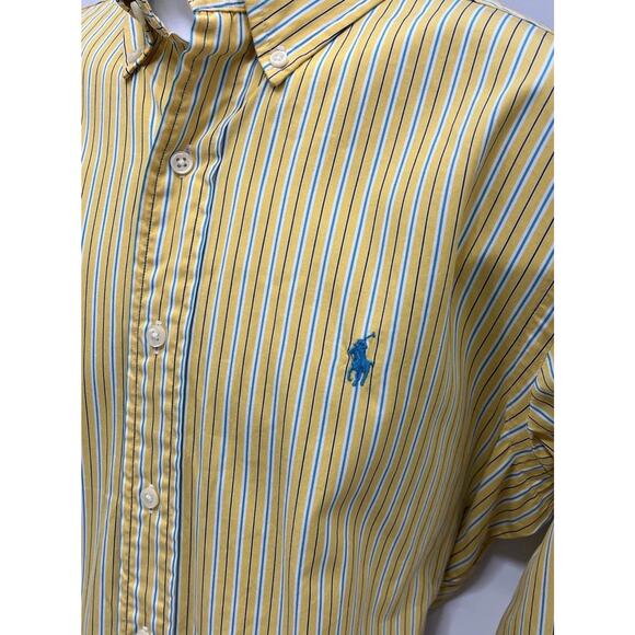 RALPH LAUREN CLASSIC FIT BUTTON UP LONG SLEEVE STRIPE YELLOW/BLUE SHIRT Medium - Picture 2 of 7